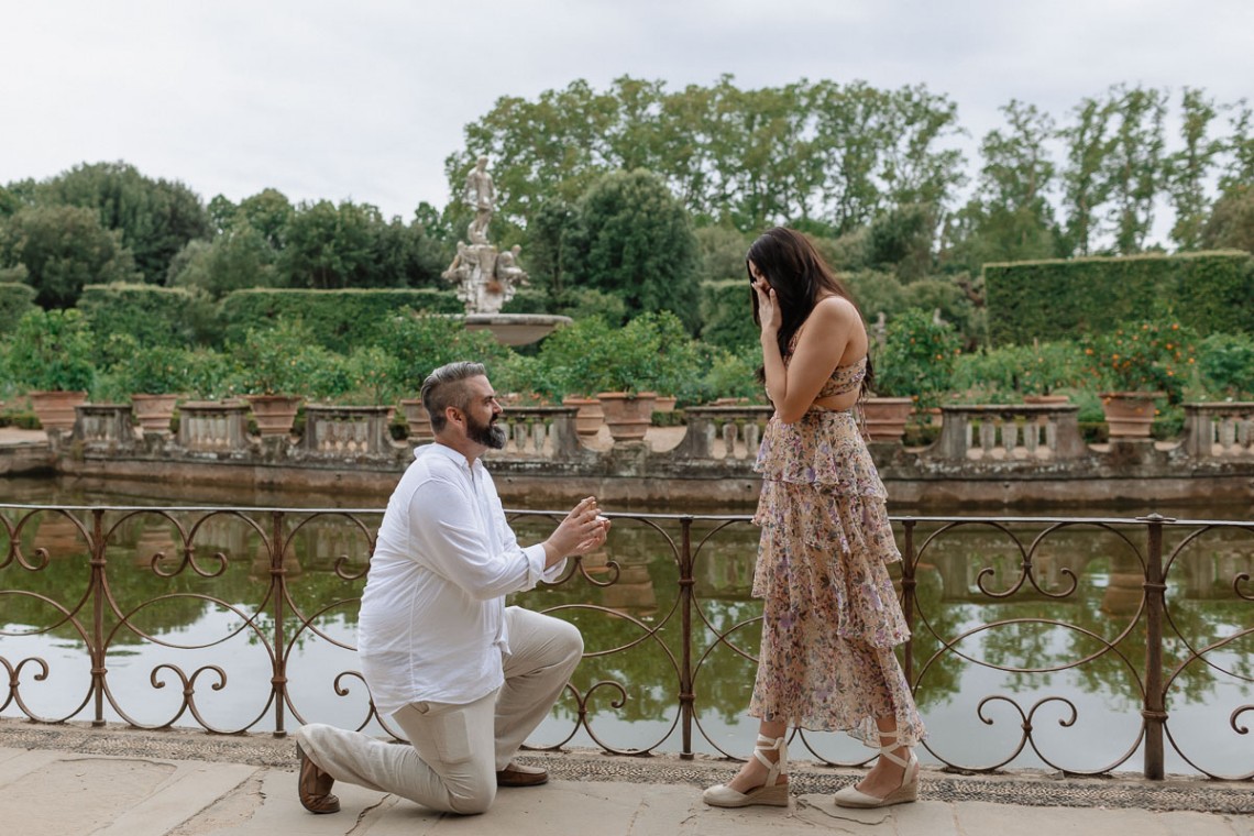 Wedding Proposal at Giardino di Boboli in Florence